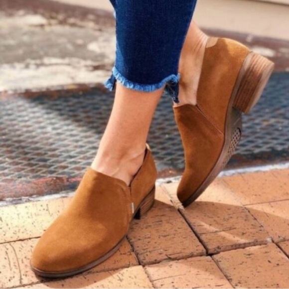 Toms Shoes - Tom’s Shaye Slip On Low Profile Bootie In Dark Amber Suede Size 8